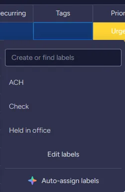 Monday.com tag labels