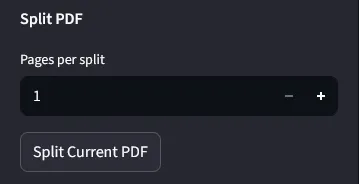Split PDF controls