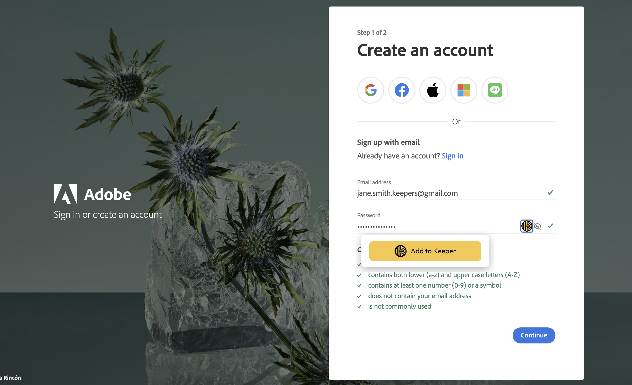 Add new account prompt on a login page