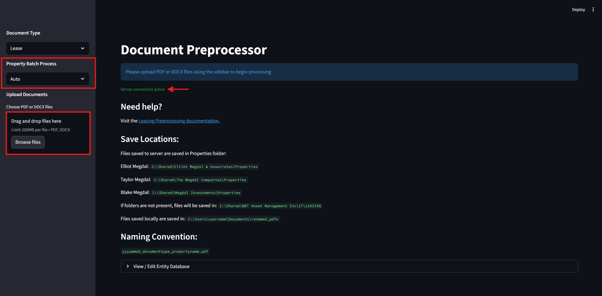 Document Preprocessor dashboard