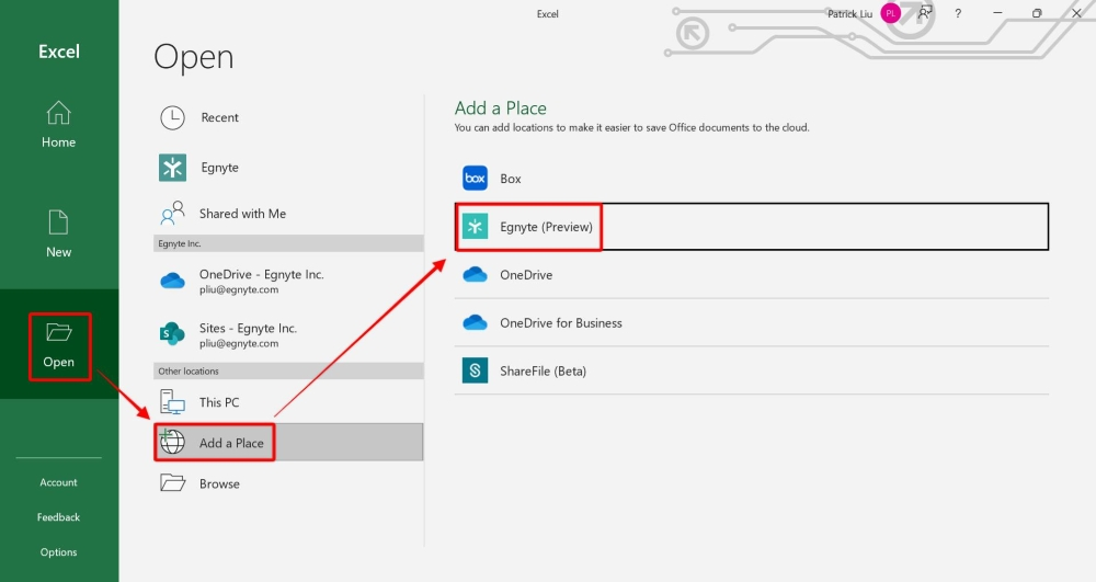 Microsoft Office Egnyte setup