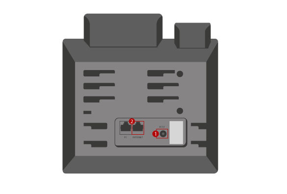 Yealink T33G back panel showing power and ethernet ports