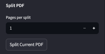 Split PDF controls