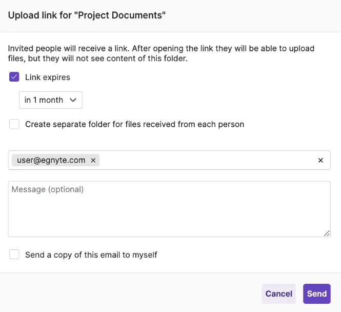Email Link dialog
