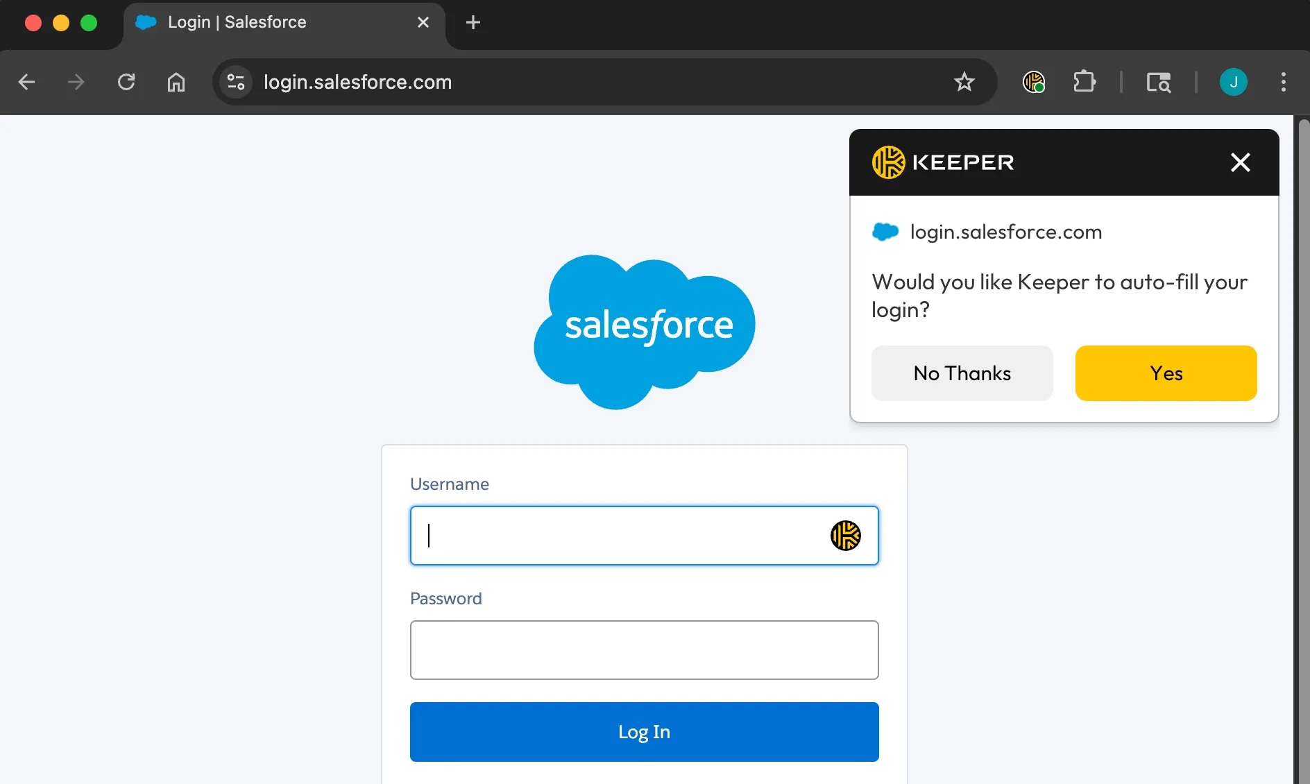 KeeperFill autofill prompt