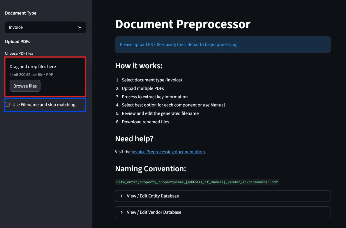Document Preprocessor dashboard
