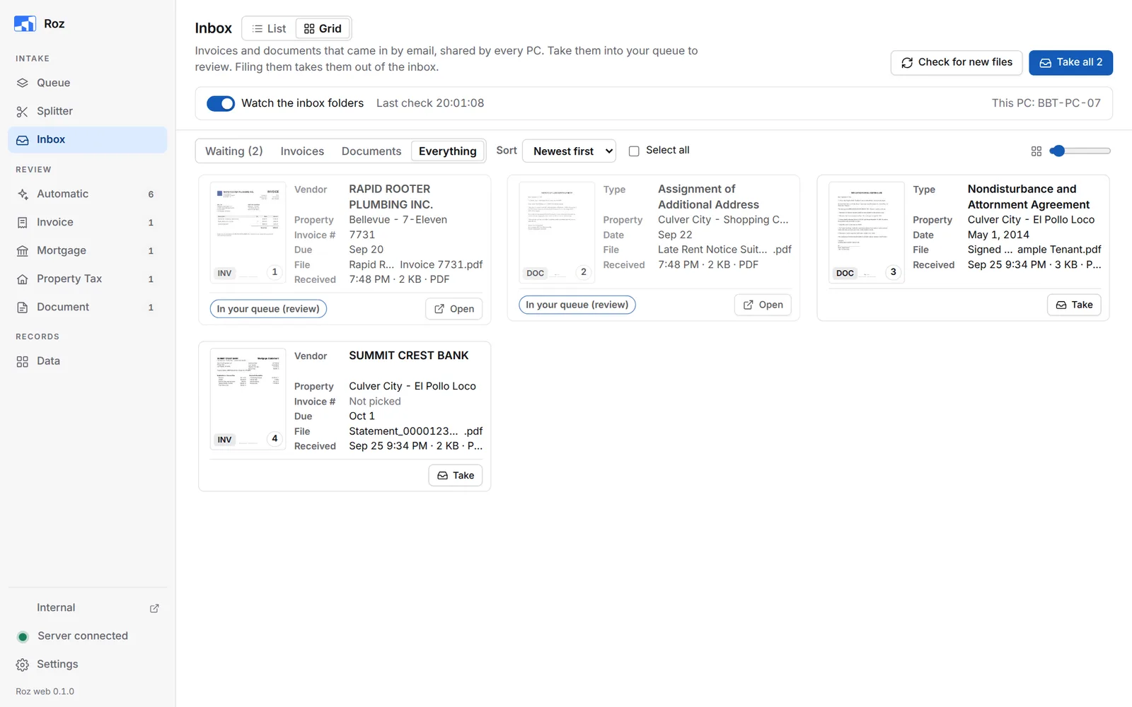 Everything tab with two documents in your queue and two still waiting