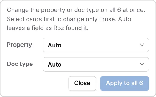 Set for all panel with Property and Doc type