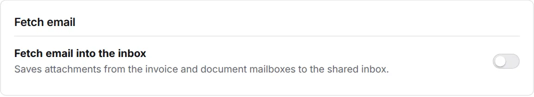 Fetch email section with Fetch email into the inbox