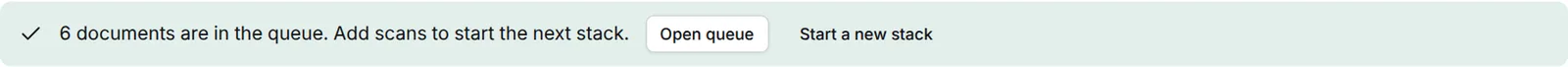 Green bar confirming six documents are in the queue